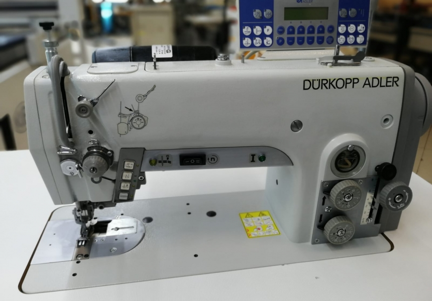 DÜRKOPP ADLER 275-742642 SINGLE-NEEDLE LOCKSTITCH MACHINE WITH DIFFERENTIAL FPPT TOP FEED,FULLNESS CONTROL AND SEPERATELY DRIVEN EDGE TRIMMER